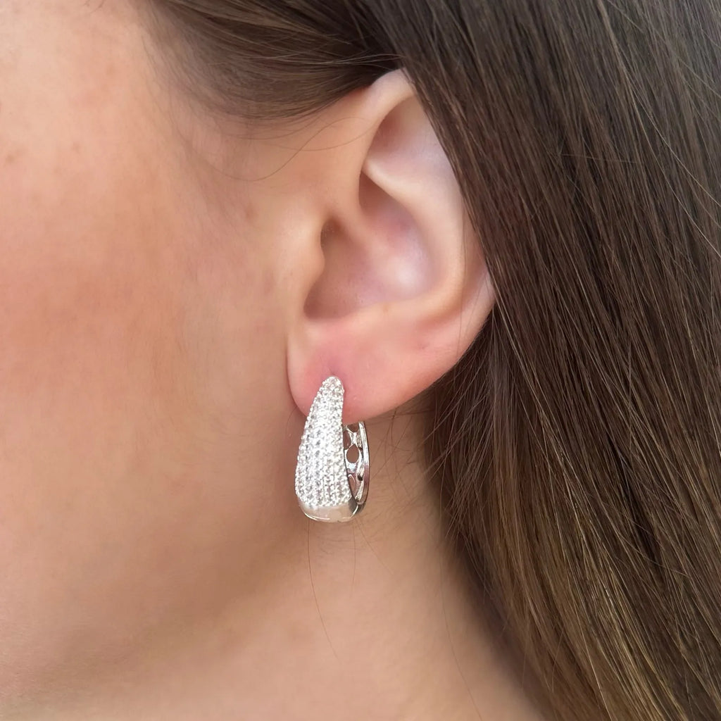 BRINCO ARGOLA CRAVEJADA BANHADA A PRATA - G