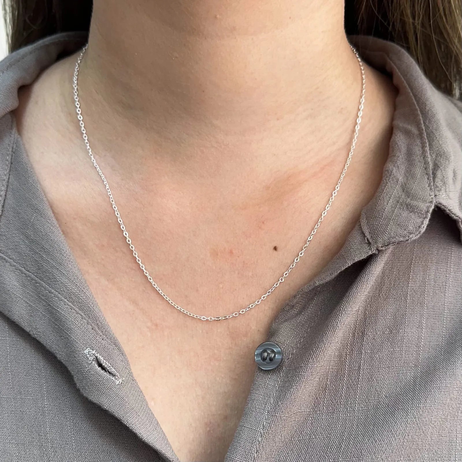 CORRENTE PORTUGUESA 45CM BANHADA A PRATA