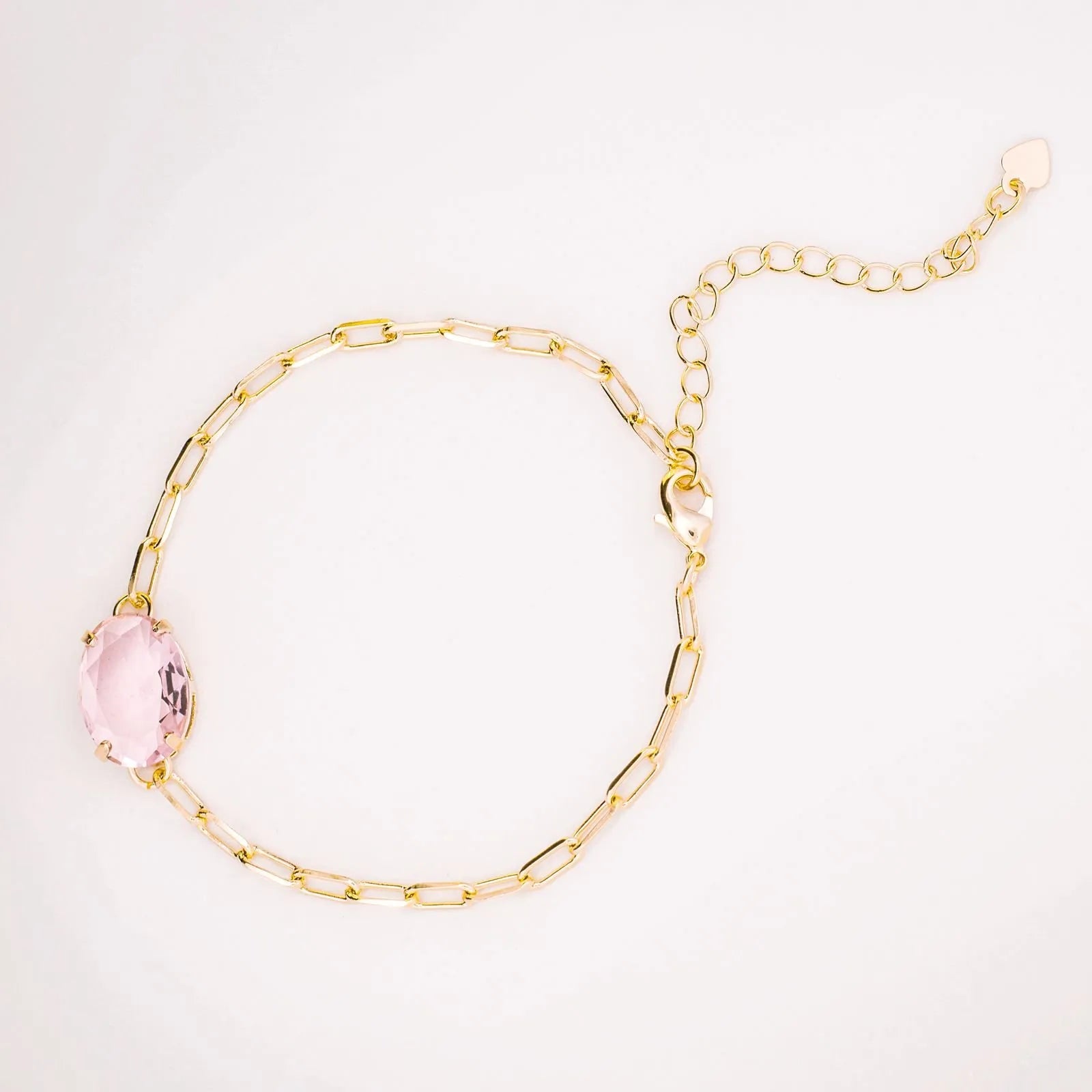 PULSEIRA ELOS CARTIER PEDRA OVAL ROSA BANHADA A OURO 18K