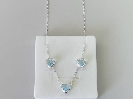 CONJUNTO CORAÇÃO PEDRA AZUL CLARO
