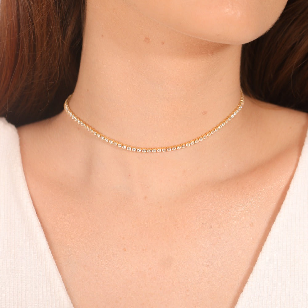 CHOKER RIVIERA BANHADA A OURO 18K - 2MM