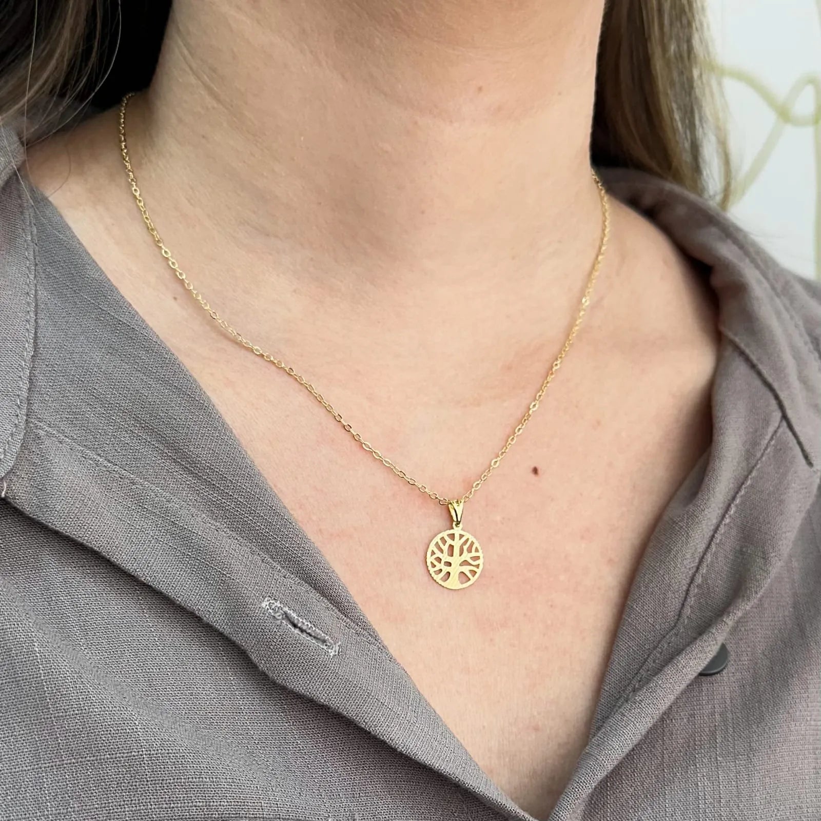 COLAR ÁRVORE DA VIDA ELOS PORTUGUES BANHO OURO 18K