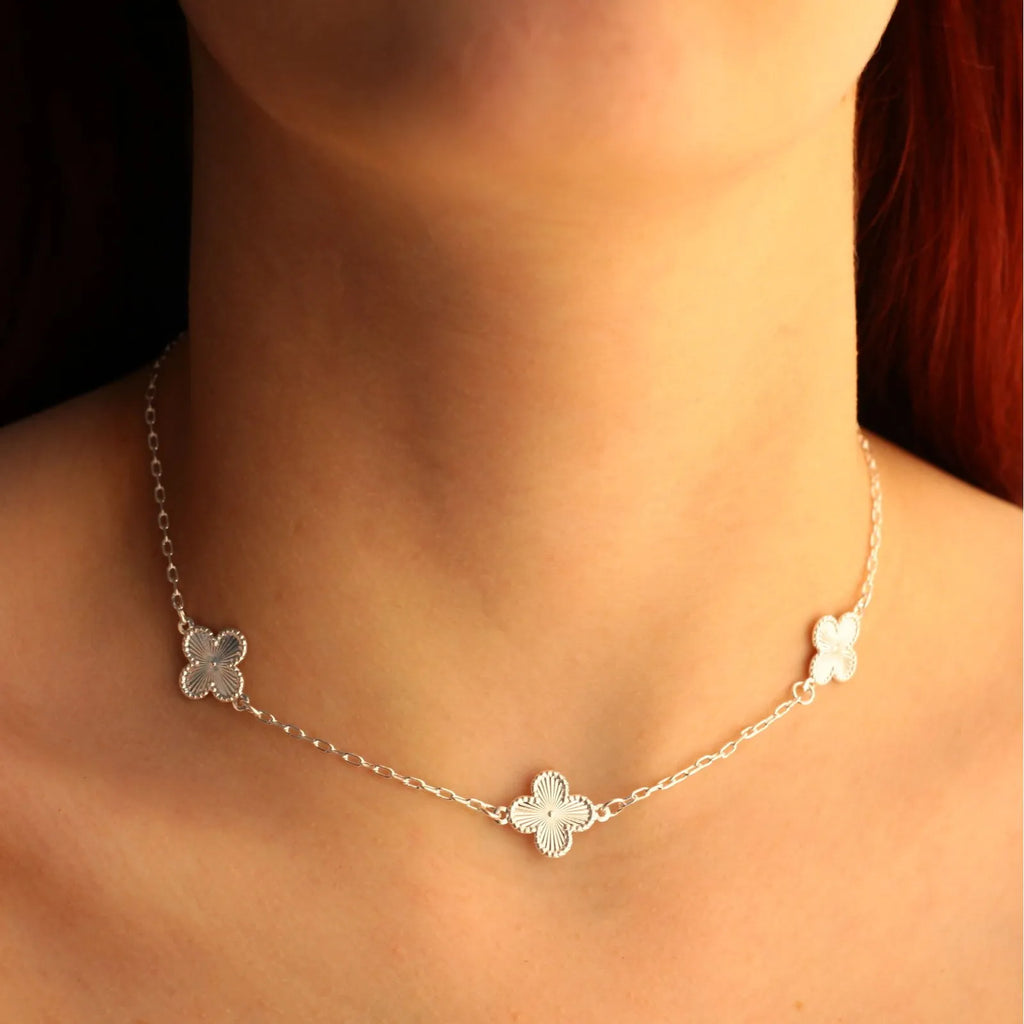 CHOKER TREVO INSPIRAÇÃO BANHADO A PRATA