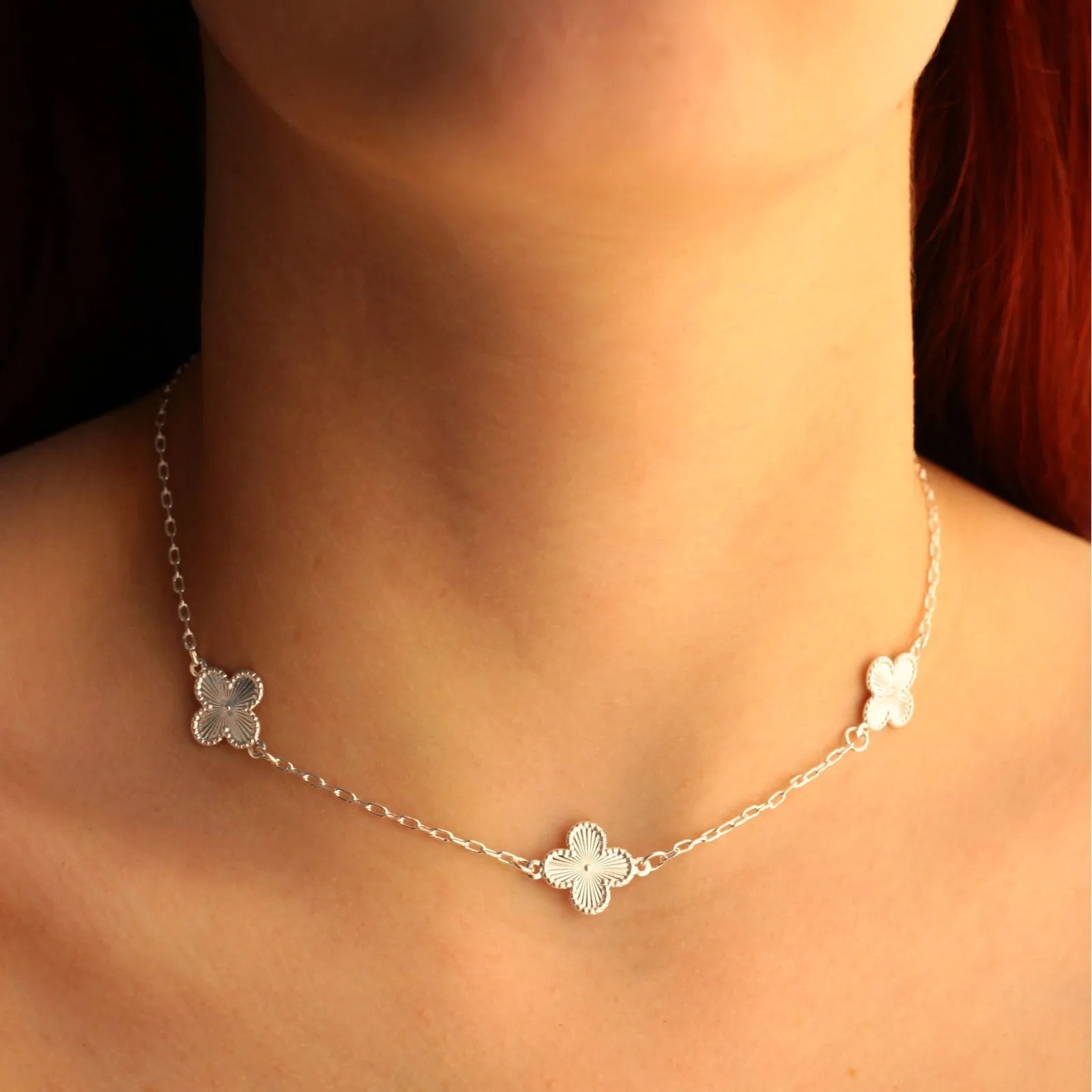 CHOKER TREVO INSPIRAÇÃO BANHADO A PRATA