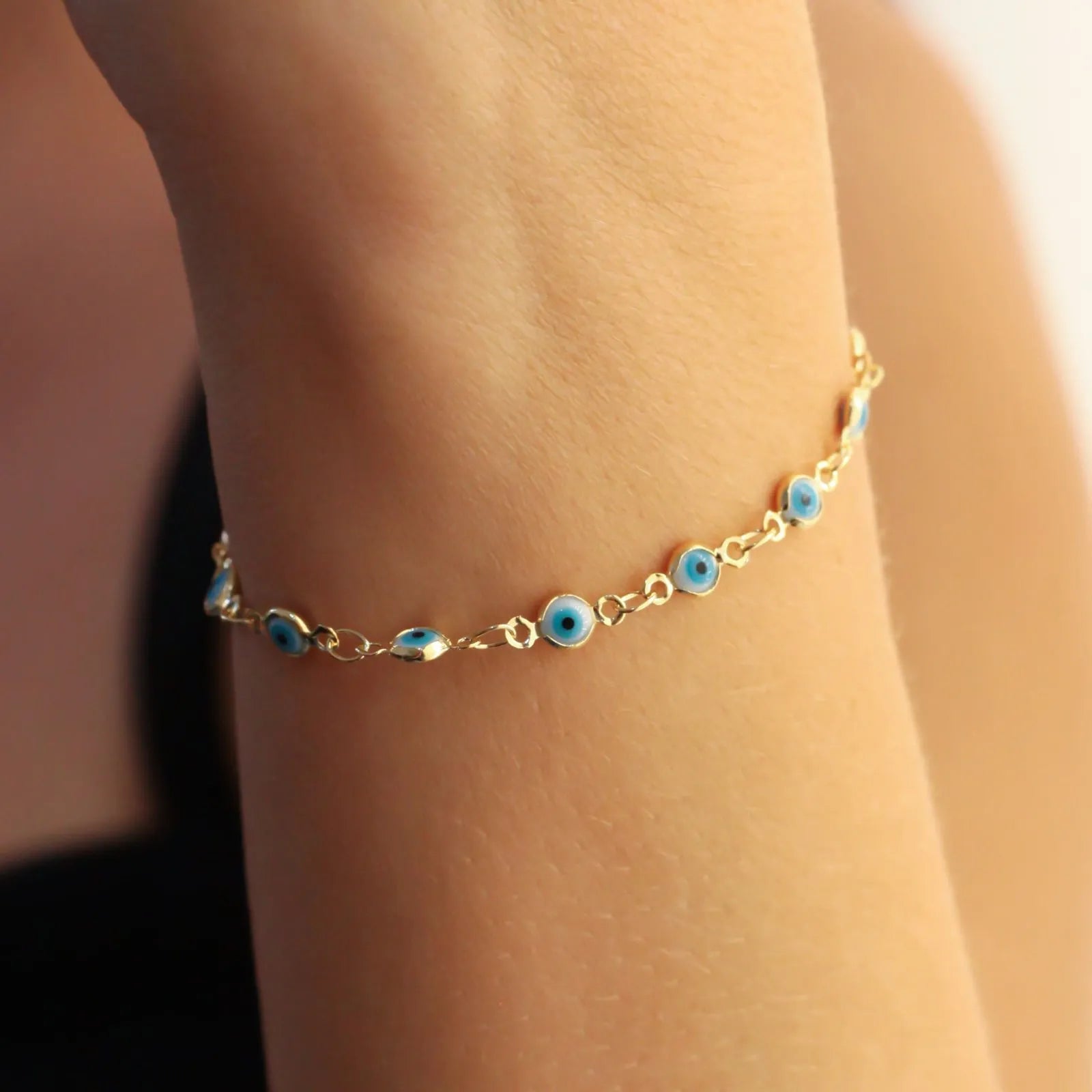 PULSEIRA OLHO GREGO BANHADA A OURO 18K