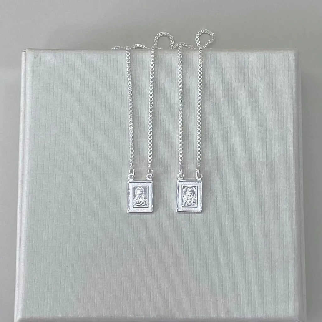 ESCAPULÁRIO JESUS E NOSSA SENHORA DO CARMO BANHADO A PRATA