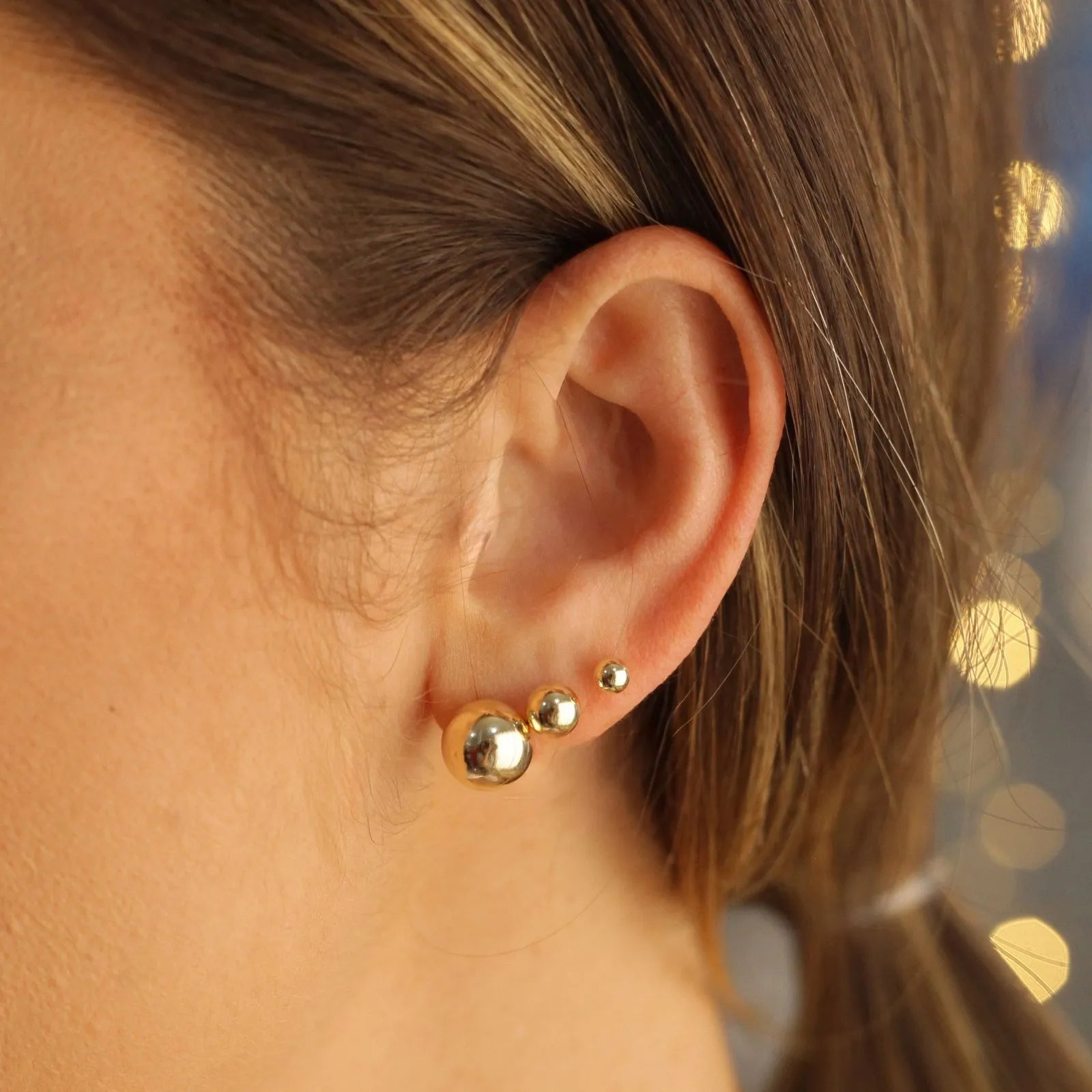 BRINCO TRIO BOLA DEGRADÊ BANHADO A OURO 18K