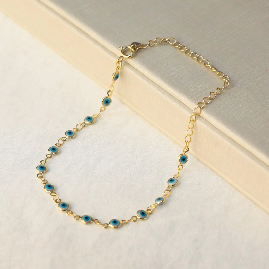 PULSEIRA OLHO GREGO BANHADA A OURO 18K